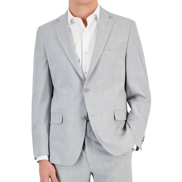 Alfani Men's Slim Fit Dinner Jacket Blazer Grey Plaid 46L $360 - Picture 2 of 10